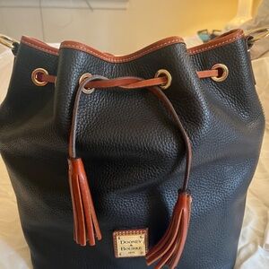 Pre Owned Dooney and Bourke Bucket Bag - Black with Saddle Leather trim